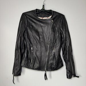 Vintage Balmain Black Sheepskin Biker Moto Jacket Tassel/Zipper Sz36 (US S)